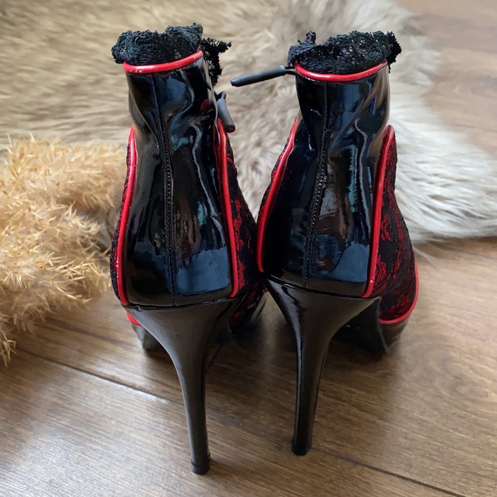 Ellie Lace Zip Booties Lace Trim & Cross Detail - Picture 6 of 8